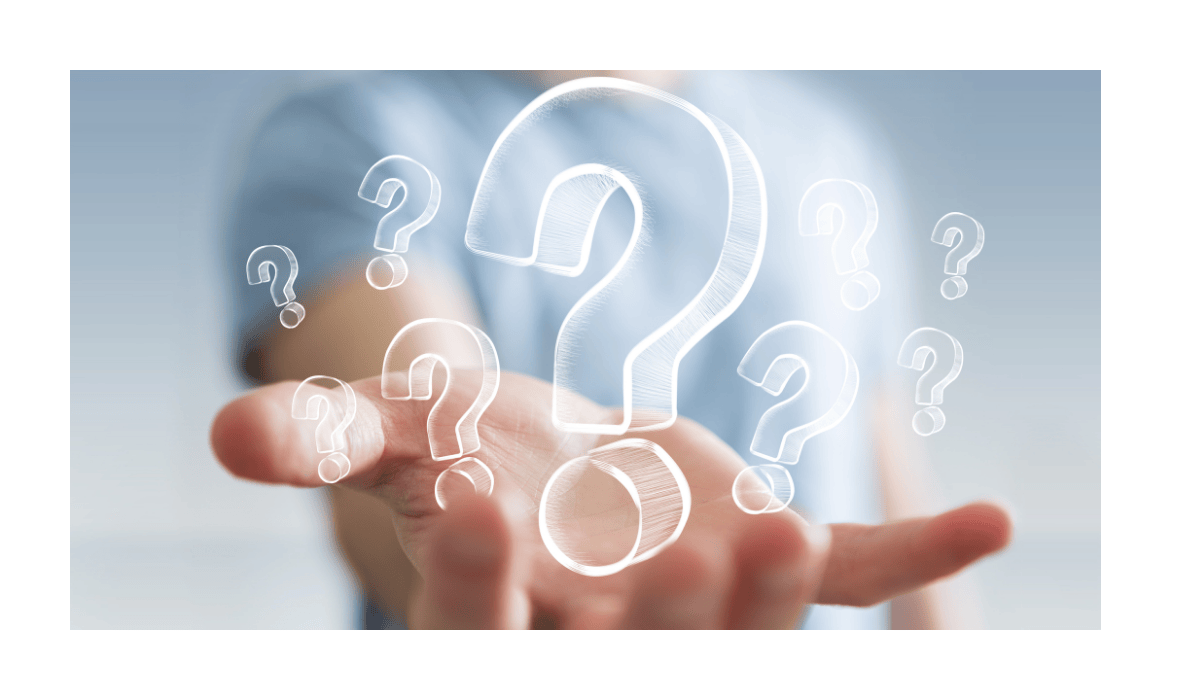 Question marks in a hand