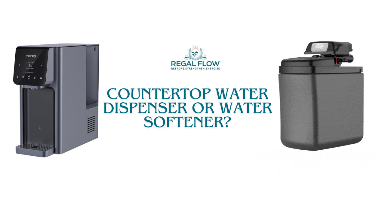 A countertop dispenser and a water softener