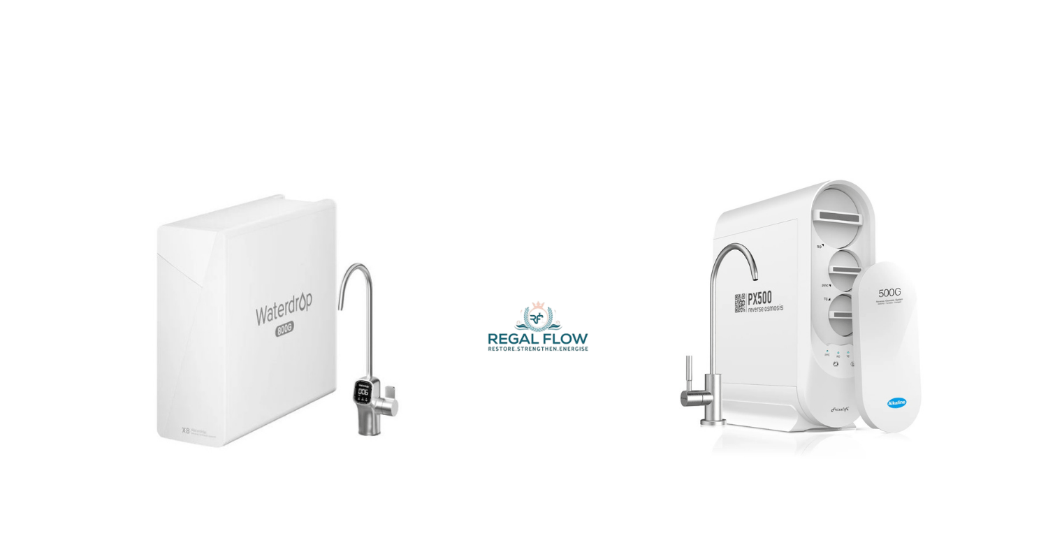 two under sink RO Systems and regal flow logo