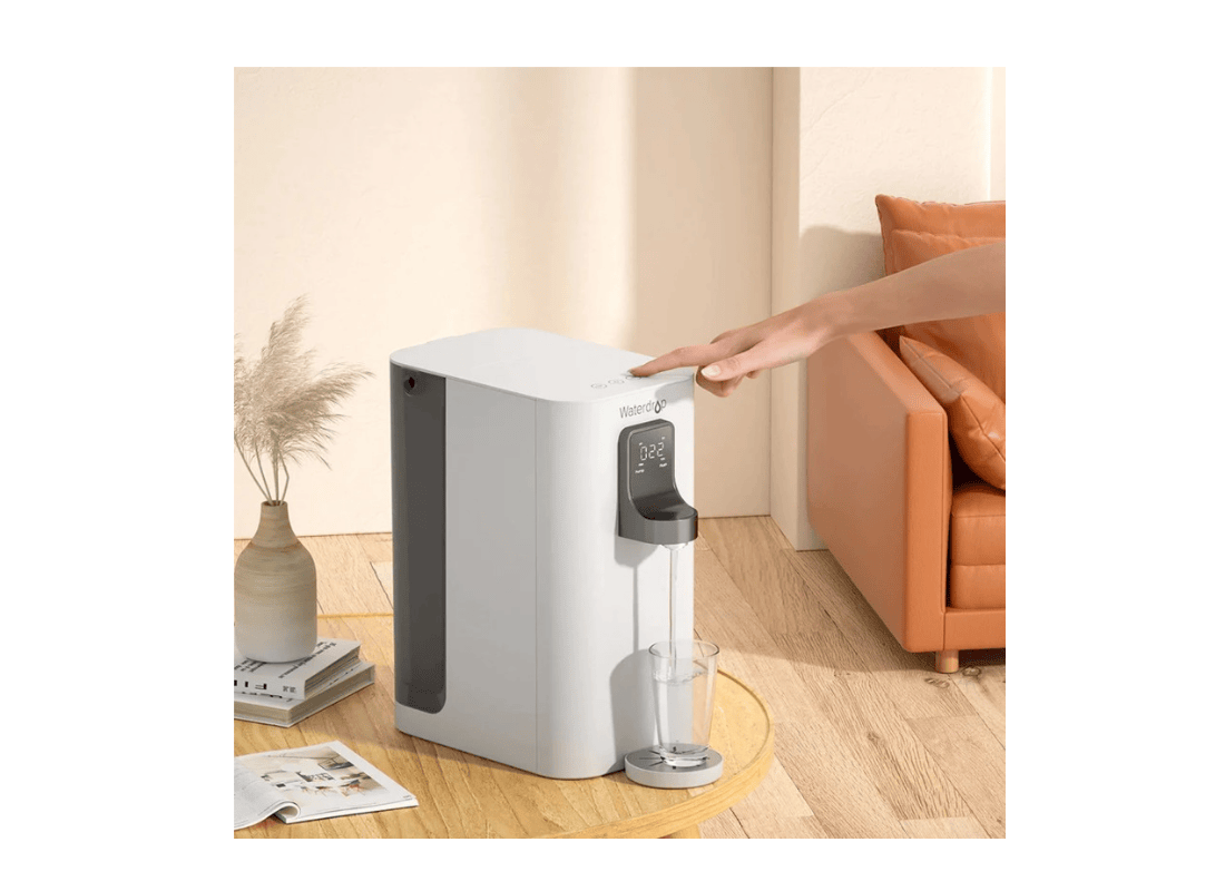 Countertop water dispenser in a living room