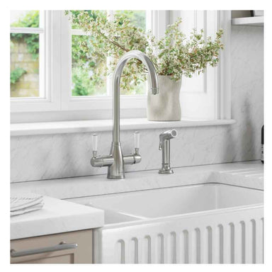 clearwater 4 in 1 boiling water tap with hose installed over a sink