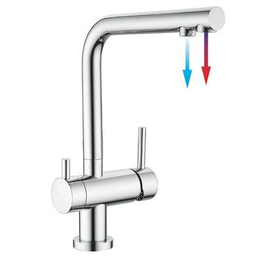clearwater tap chrome with blue and red arrows pointing down