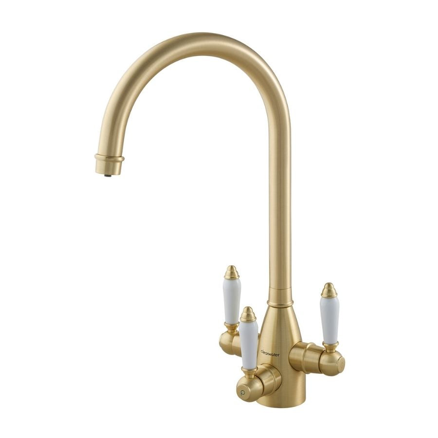clearwater tap swan neck brushed brass