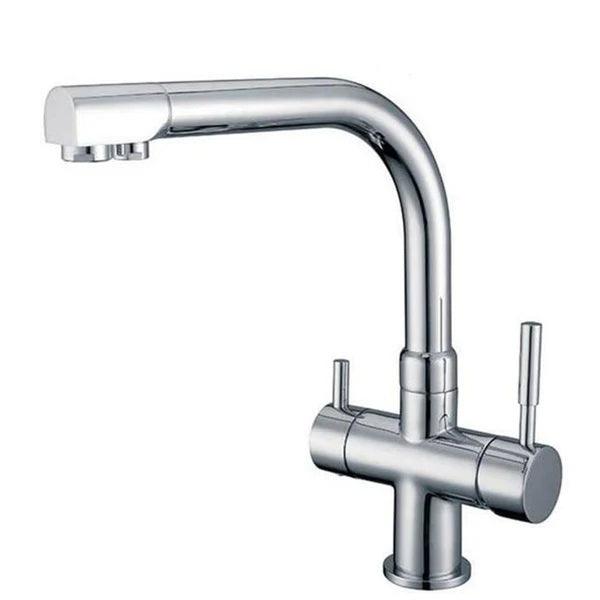 a chrome 3 way triflow tap