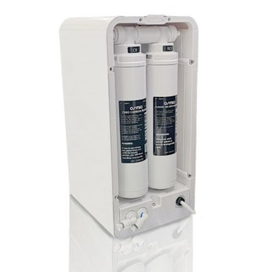 the back of a reverse osmosis system showing the filters fitted