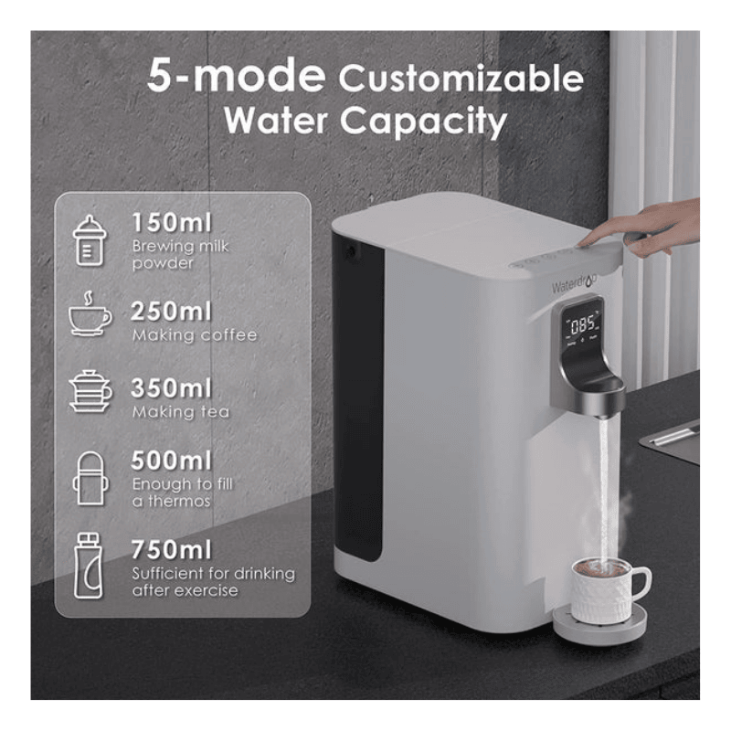 different dispensing quantities for a countertop water dispenser