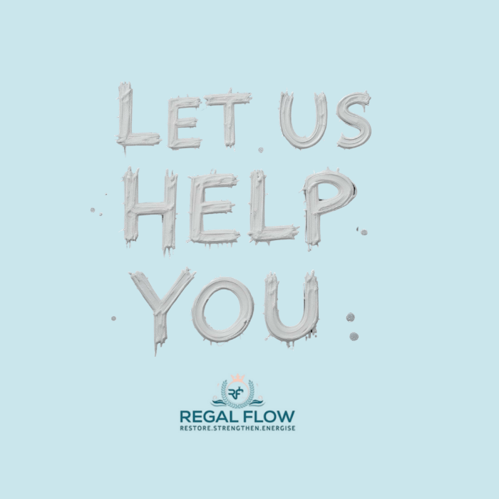 Let us help you graphic and Regal Flow logo