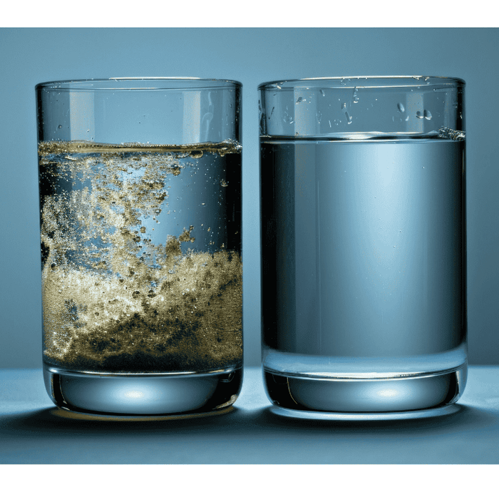 Two glasses of water, one pure one contaminated