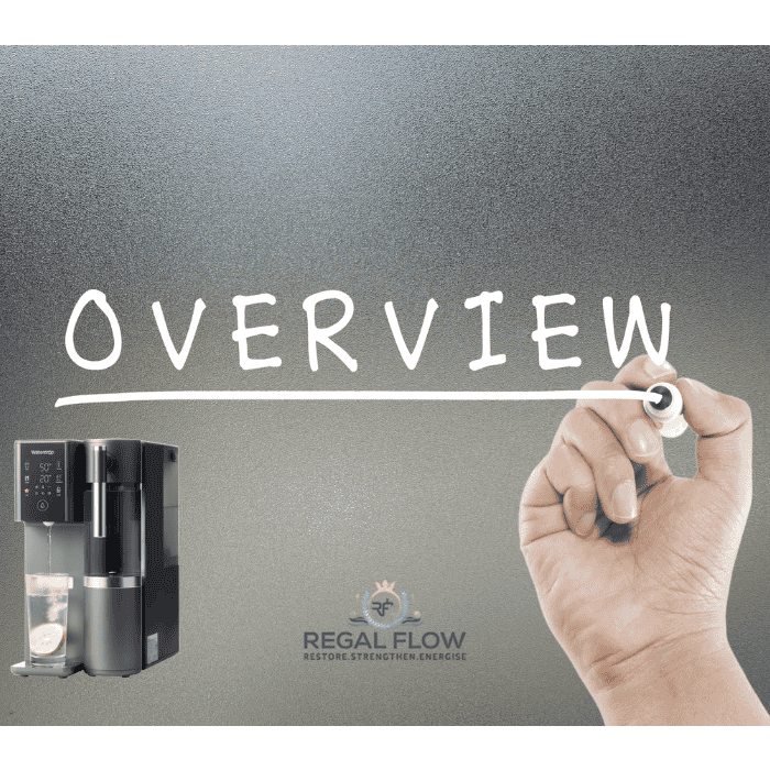 overview writing with a countertop water dispenser