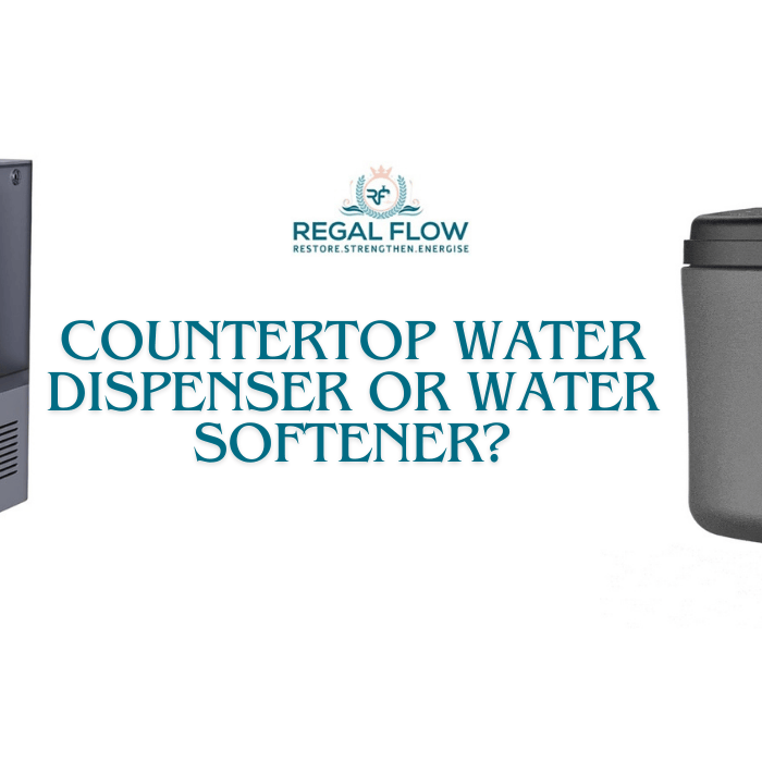 A countertop dispenser and a water softener