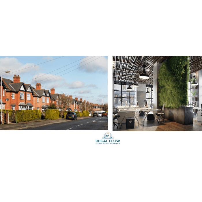 a row of houses and offices