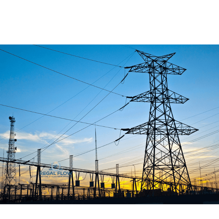 electricity pylons with a blue sky 