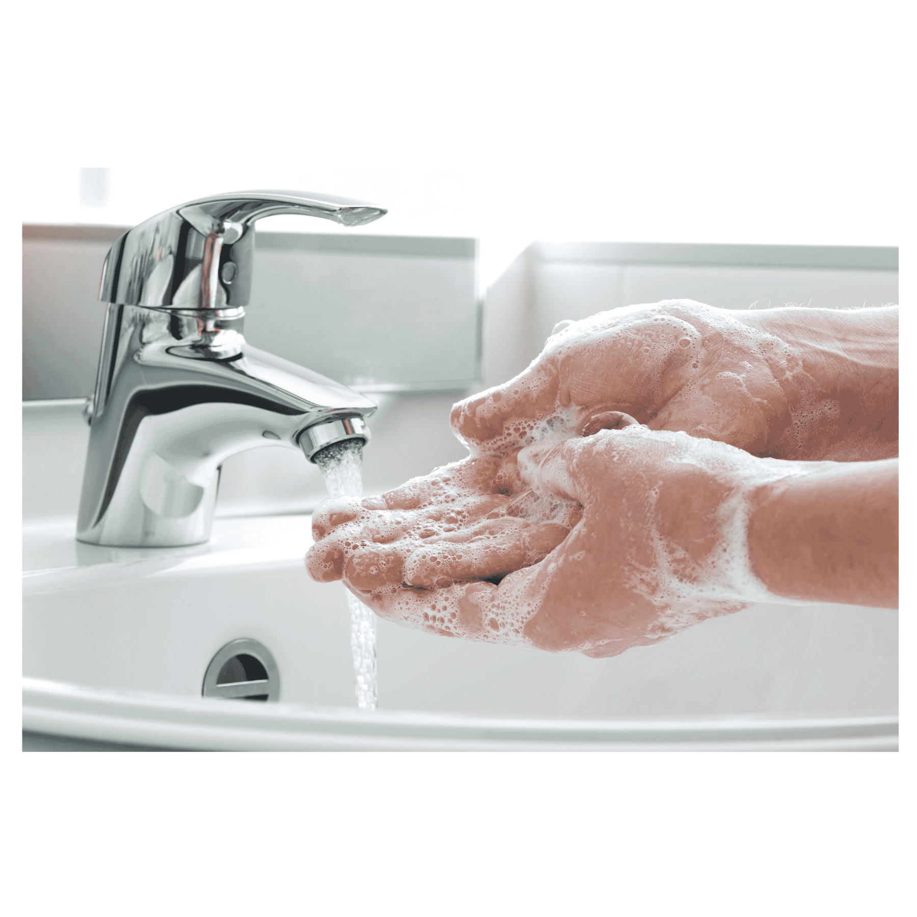 Hands washing under tap