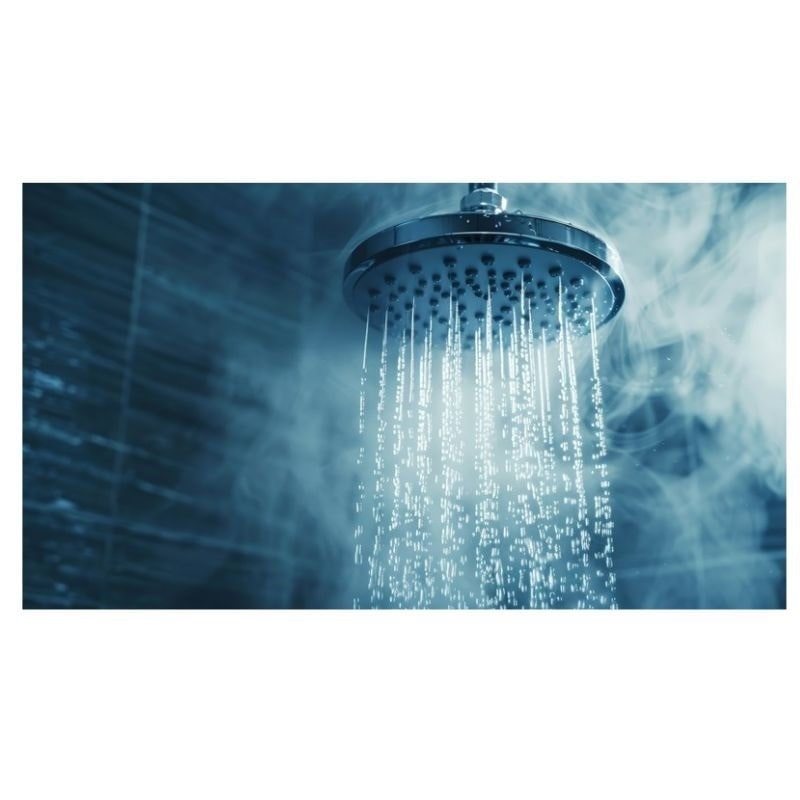 a shower with hot soft water coming out