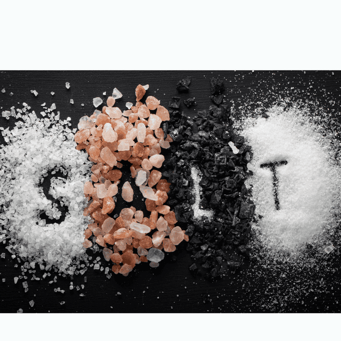 salt spelt out in different types of salt granules 