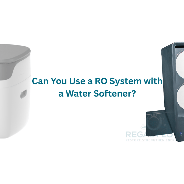 A water softener with a reverse osmosis system and a regal flow logo