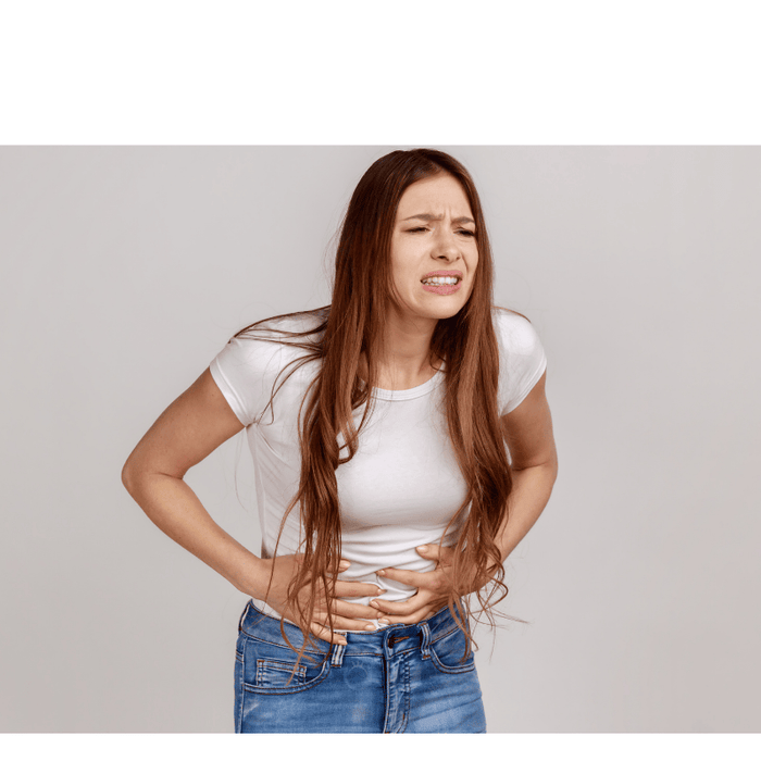 A woman holding her stomach