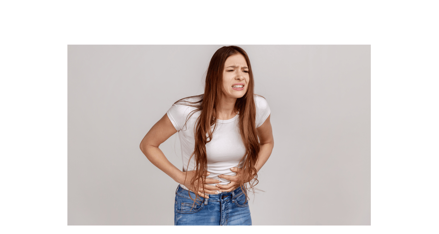 A woman holding her stomach