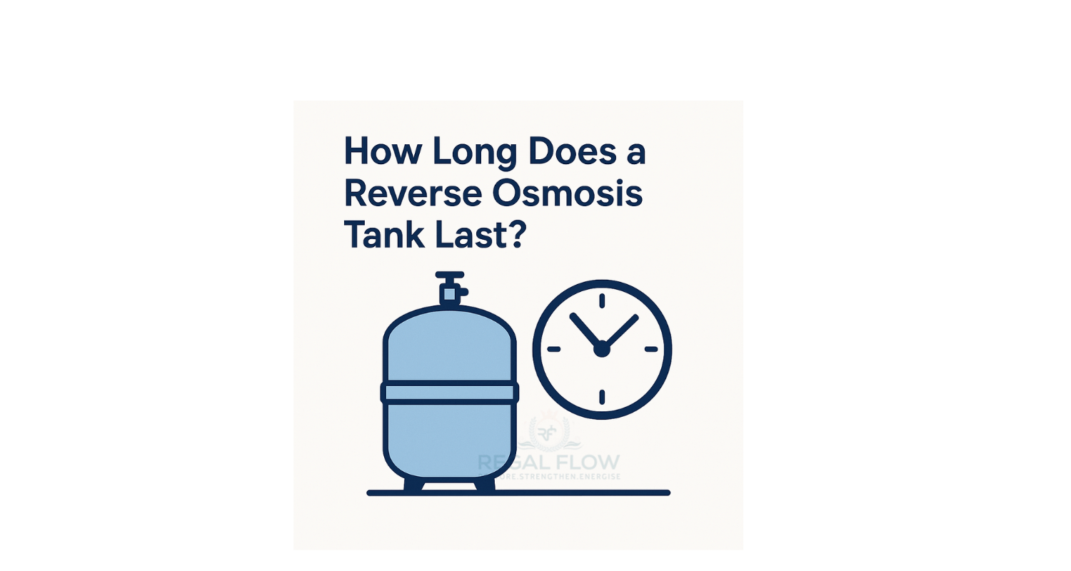 a reverse osmosis tank with a clock next to it asking "how long does a reverse osmosis tank last"