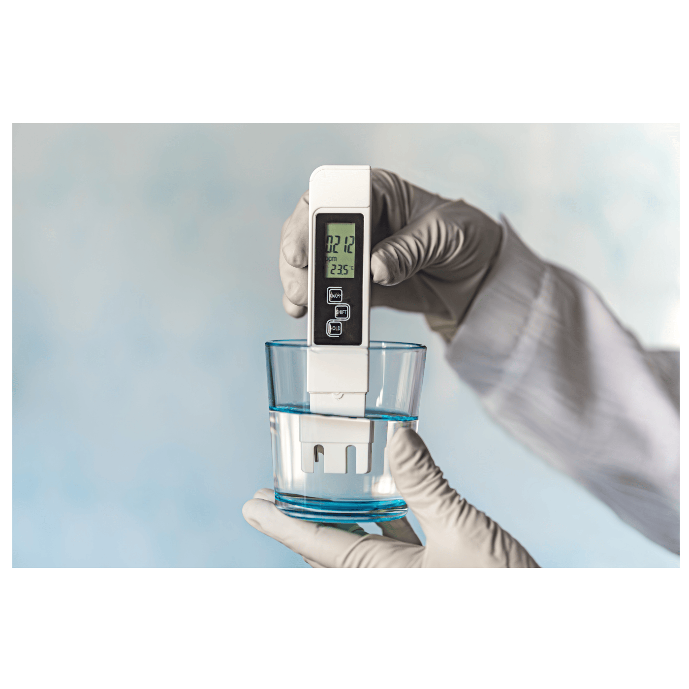 Water Hardness Testing Kit in glass of water