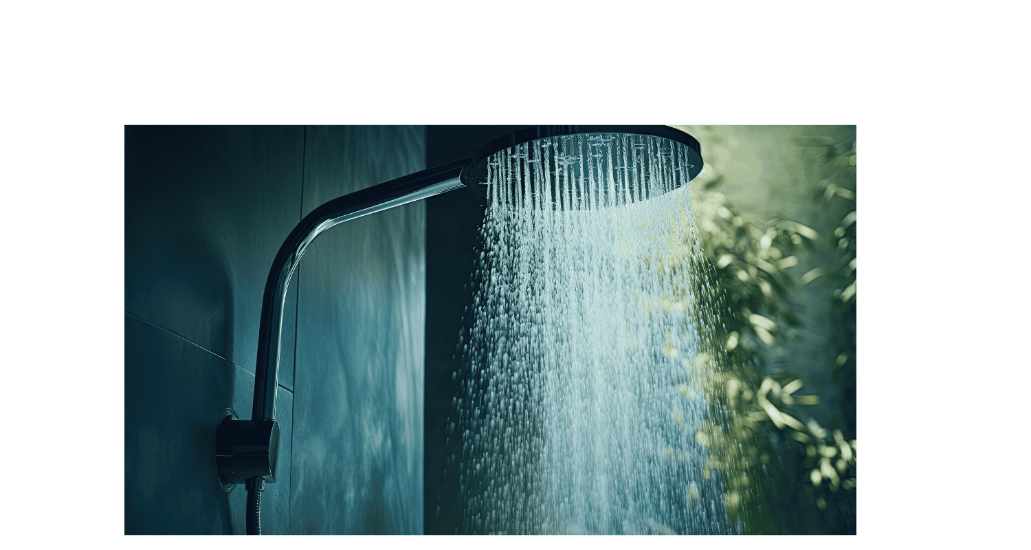 A hot shower with softened water coming out