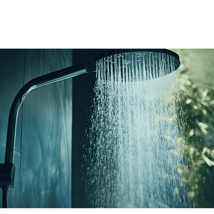 A hot shower with softened water coming out