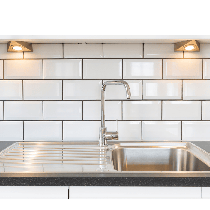 kitchen sink with a chrome tap