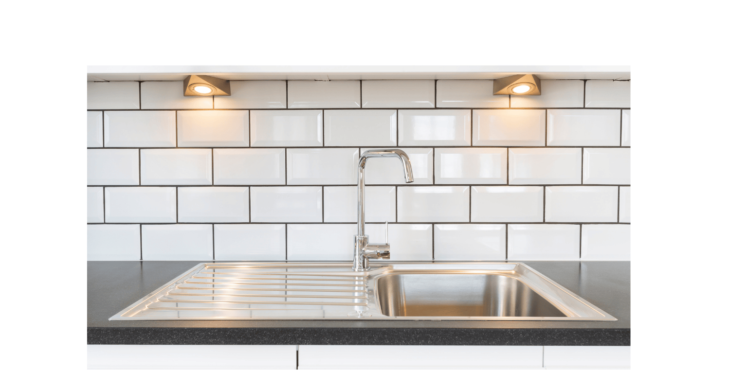 kitchen sink with a chrome tap