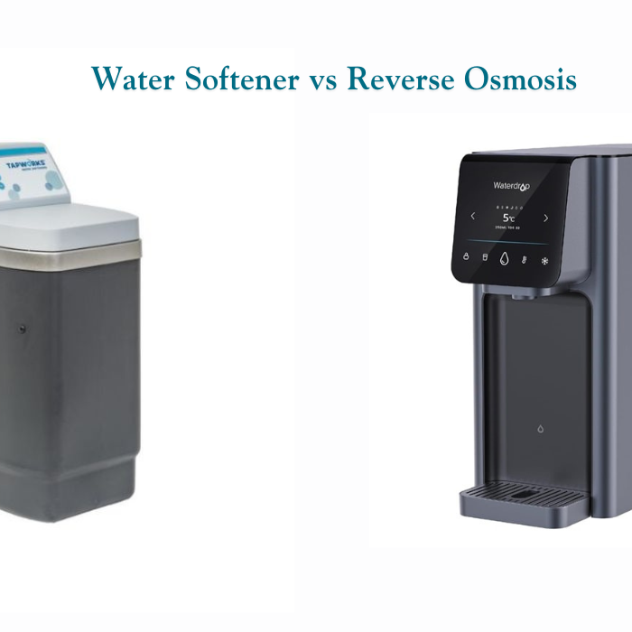 A Water Softener next to a Countertop Dispener