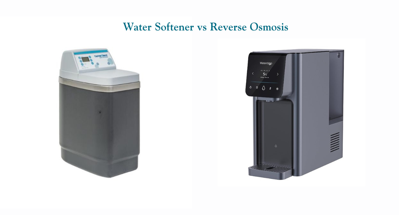 A Water Softener next to a Countertop Dispener