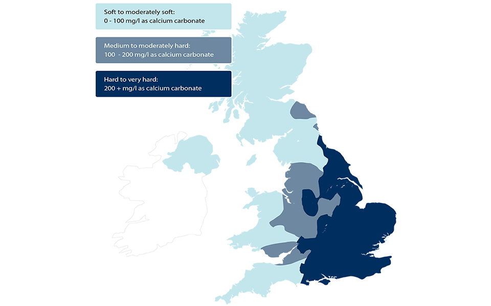 Hard Water graphic of the UK