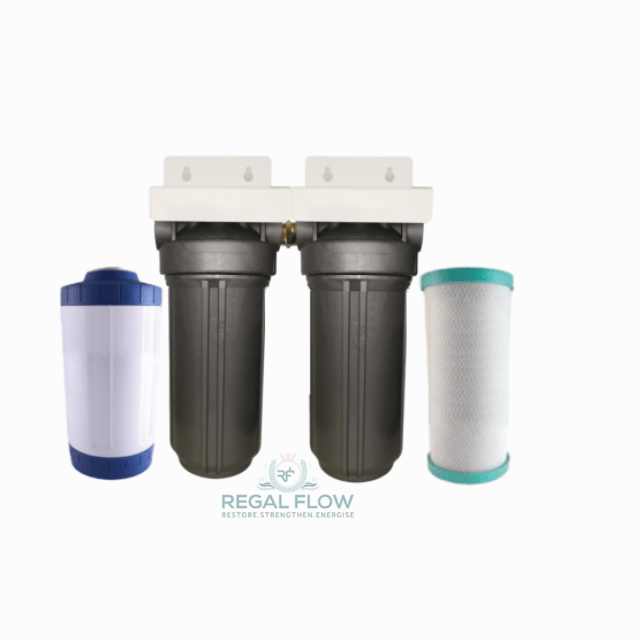 4 filters as a whole house filter system with regal flow logo