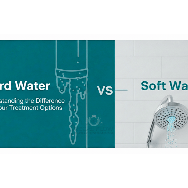 hard water vs soft water with regal flow logo