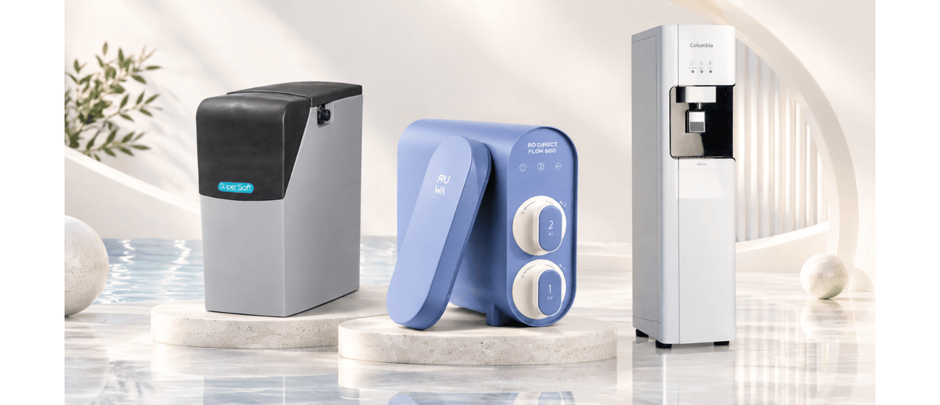 Kinetico water softener, Ruwa reverse osmosis system and Columbia water dispenser