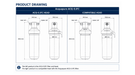Technical drawing of Acquapuro ACQ-0.1FC filter head and compatible head dimensions.