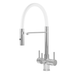 Aquila 3 white 3-way mixer tap with modern flexible spout