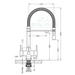 Aquila 3 tap technical drawing showing 475 mm height and handle dimensions with regal flow brand logo 