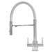 Aquila SQ chrome 3-way tap with spring hose and square body for filtered and mains water
