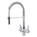 Milano 3 chrome 3-way kitchen tap with pull-down spring spout