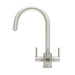 Verona SQ brushed steel 3-way kitchen tap with square base and C spout