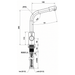 Technical drawing of a kitchen mixer faucet with dimensions labeled