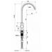 Technical drawing of a kitchen faucet with dimensions