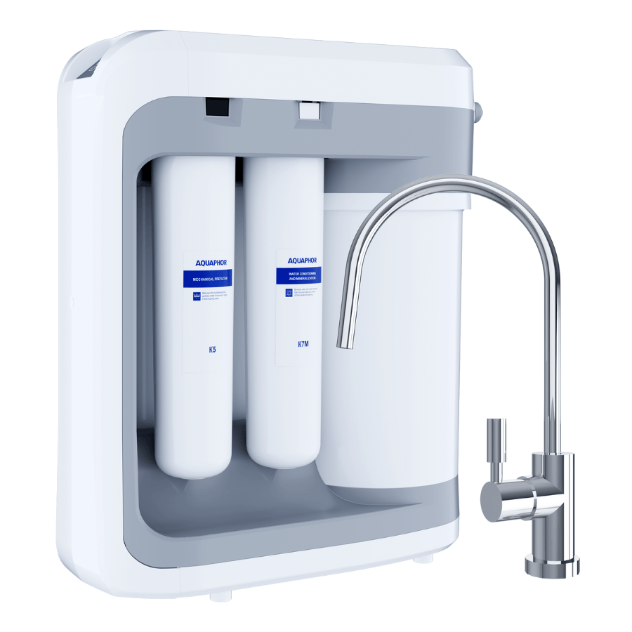 Aquaphor RO-202S reverse osmosis filtration unit with chrome tap
