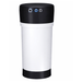 White under sink water filter with black top on a white background