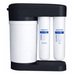 Under sink water filter in white with back frame and Aquaphor branding