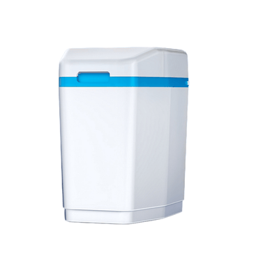 White water softener by Aquaphor Direct with blue strip around on a white background