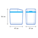 Dimensions of an Aquaphor Water Softener S550 with blue accents on a white background
