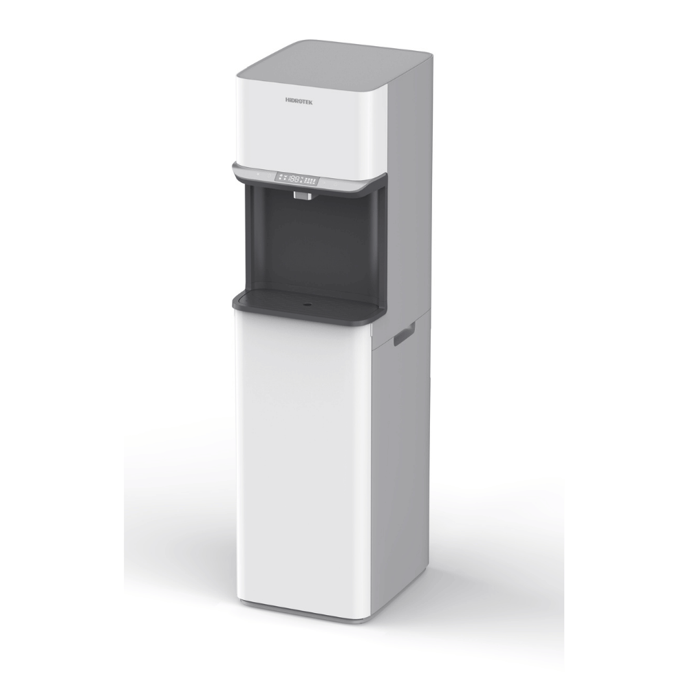 White and gray commercial water dispenser on a white background