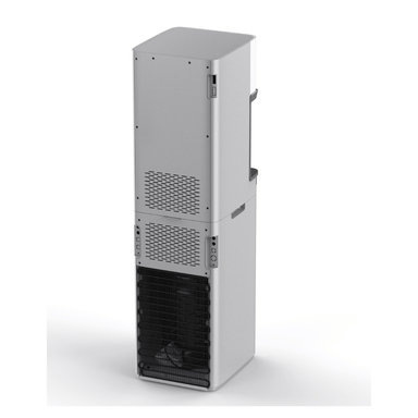 Aquaphor standing water dispenser rear view with cooling vents on a white background
