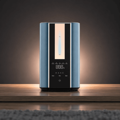 Modern Hydrogen Inhaler on a wooden surface with a dark background